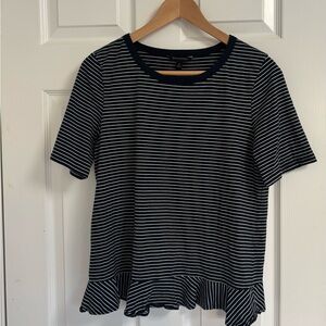 Banana Republic Short Sleeve Striped Ruffle Hem Top NWOT
